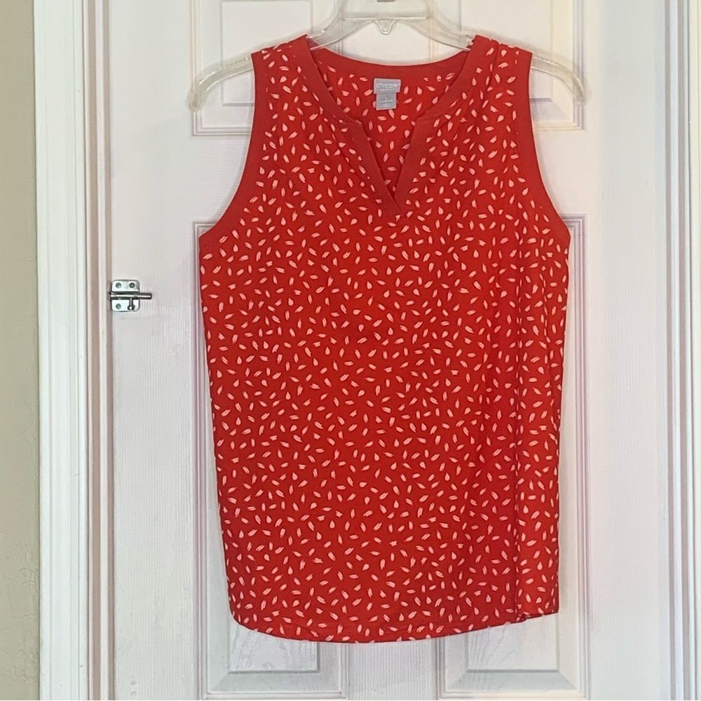 Chicos Zen Sport Dot Print High Stretch Dotted Tank Top Red Size 3/XL - Picture 7 of 9